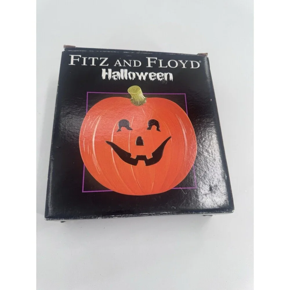 Fitz And Floyd Pumpkin Jack-O-Lantern Plate 2004 Vintage Fast Shipping W/ Box